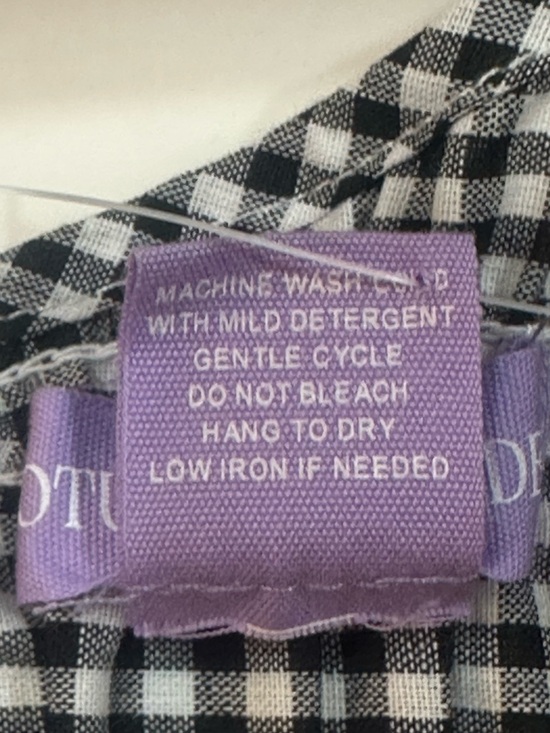 NWT Lotus & Lavender Black & White Sleeveless Gingham Smocked Ruffle Top XL NWT - Picture 6 of 11